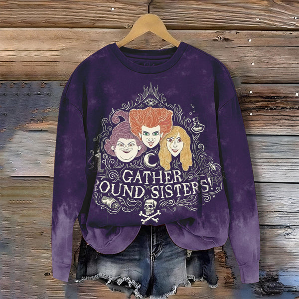 Hocus Pocus Halloween Sweatshirt Purple Tie-dye