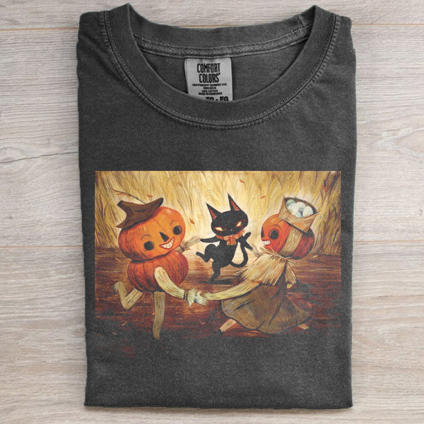 VIntage Style Pumpkin Black Cats T-Shirt