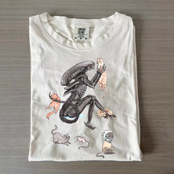 Funny Alien And Cats T-shirt