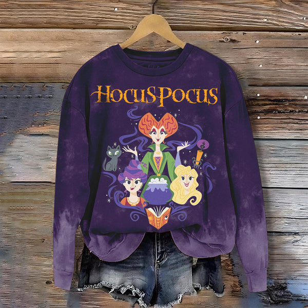 Hocus Pocus Halloween Sweatshirt Purple Tie-dye