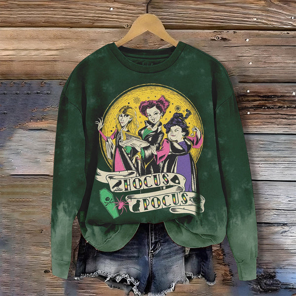 Hocus Pocus Halloween Sweatshirt Darkgreen Tie-dye