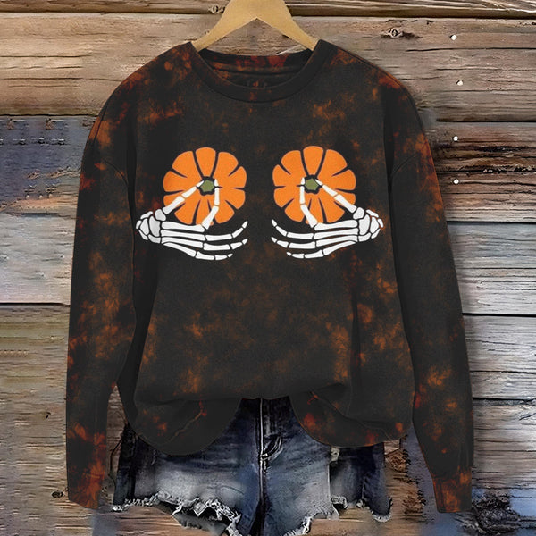 Hands of Skull & Flowers Tie-Dye Sweatshirt