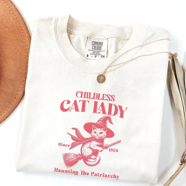 Retro Halloween Childless Cat Lady Comfort Colors Shirt